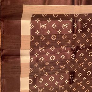 Vintage Louis Vuitton Silk Chiffon Monogram Stripe Sheer Square 38” Scarf